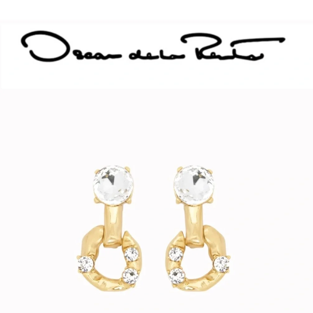 Oscar de la Renta Doorknocker SCRAMBLE Burnished Gold CHAIN-LINK EARRINGS